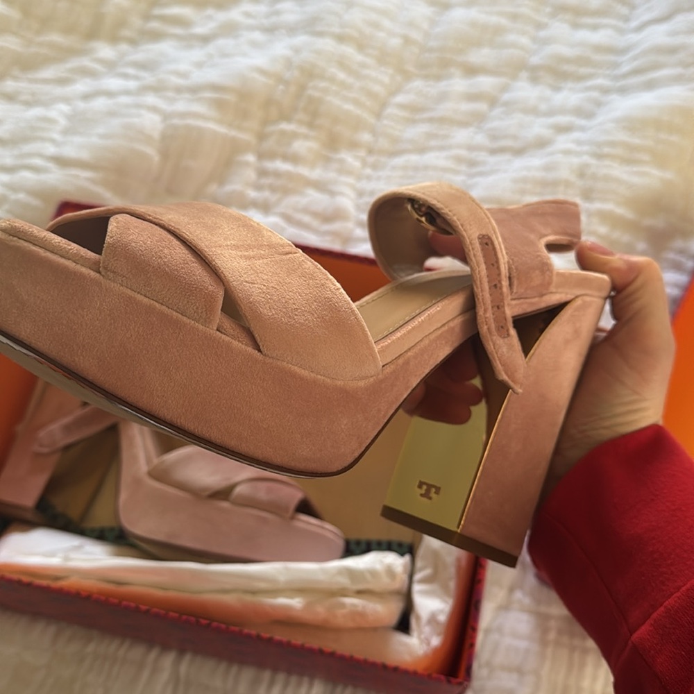 Tory Burch ballet pink Loretta 115mm platform sandal velvet. Size 9.5 - Picture 7 of 13